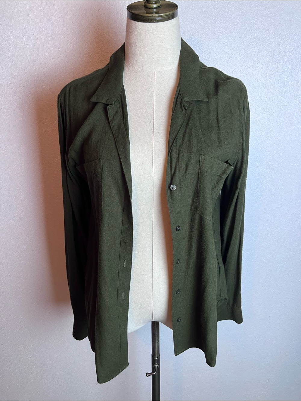 cloth & stone Olive Green Button-Front Shirt